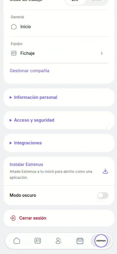 Perfil de Estrenus con la opción Instalar Estrenus